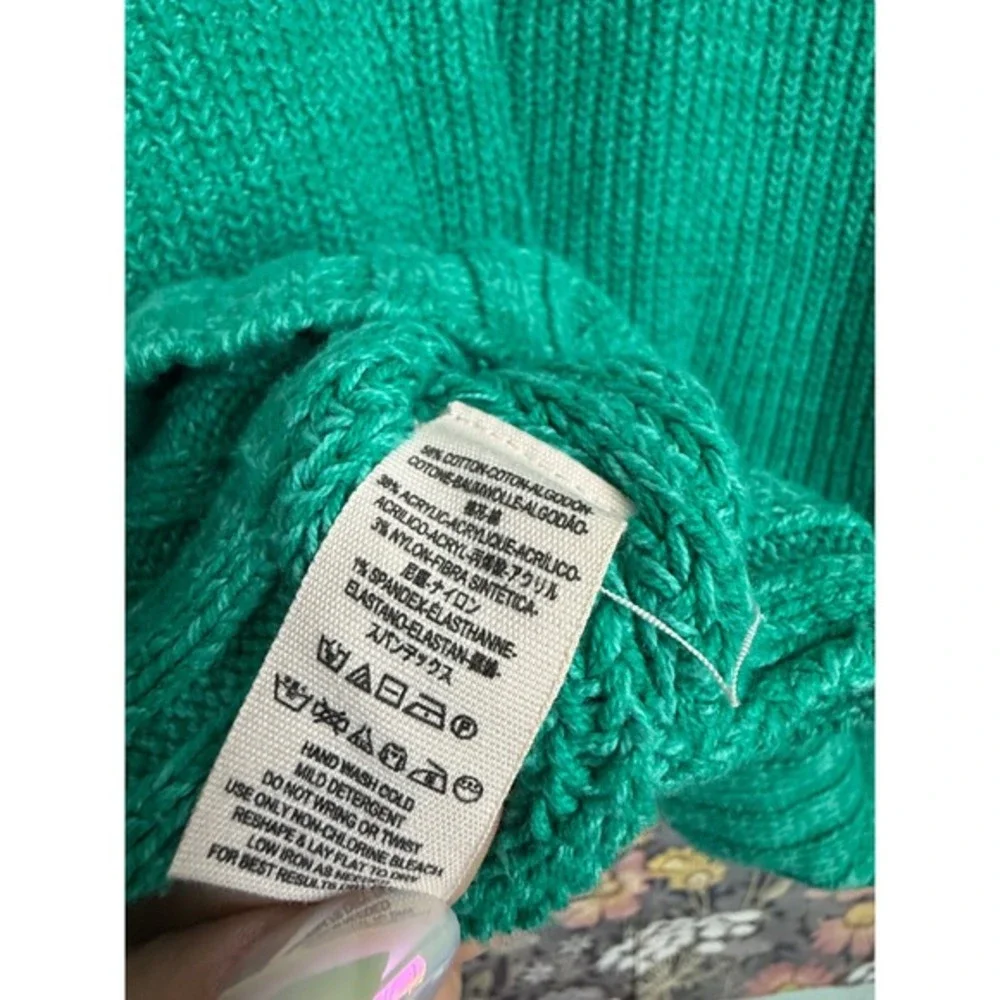Free People Oversized V Neck Distressed Knit Sweater Teal‎ Green XS